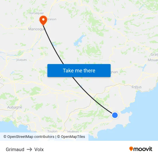 Grimaud to Volx map