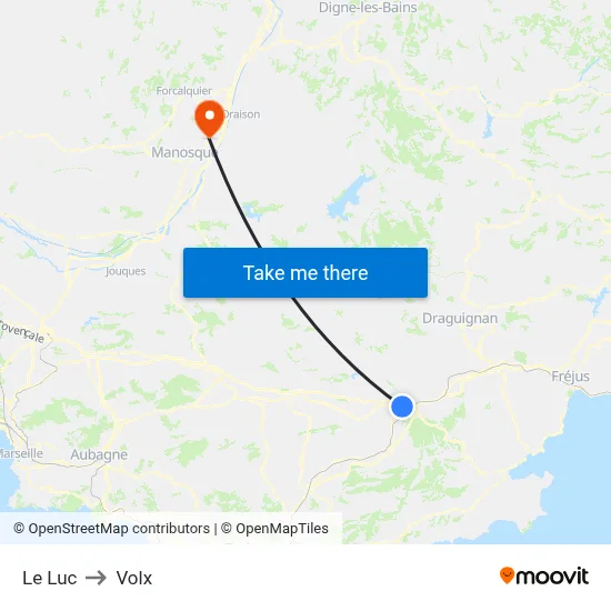 Le Luc to Volx map