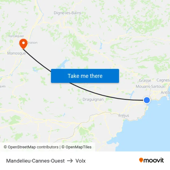 Mandelieu-Cannes-Ouest to Volx map
