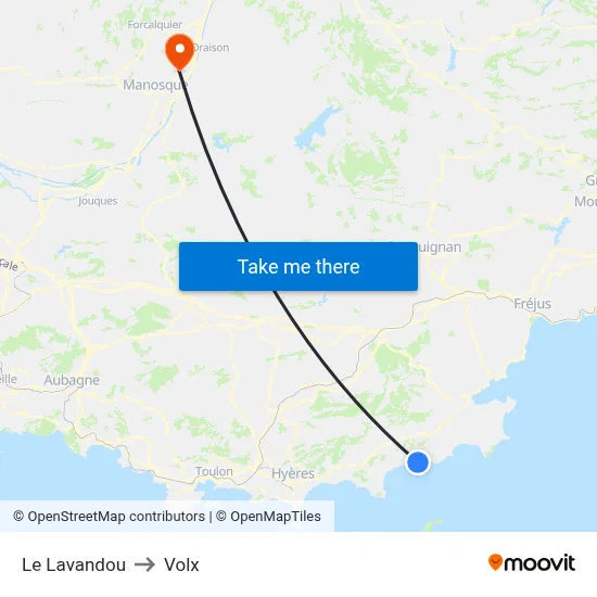 Le Lavandou to Volx map