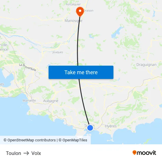 Toulon to Volx map