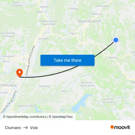 Clumanc to Volx map
