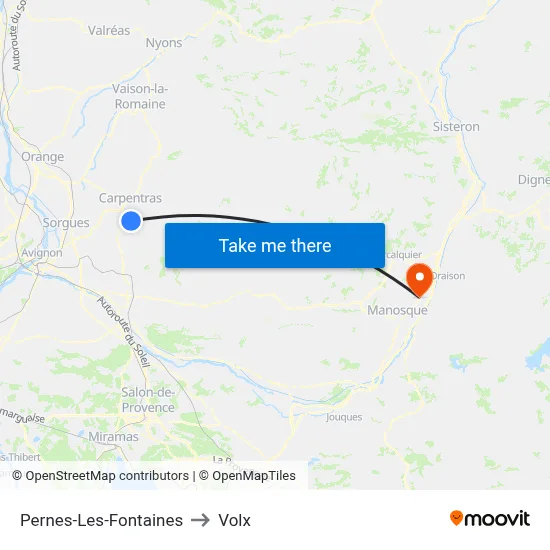 Pernes-Les-Fontaines to Volx map