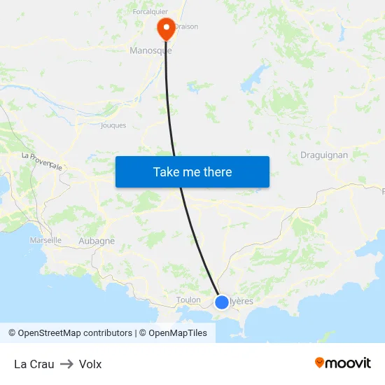 La Crau to Volx map