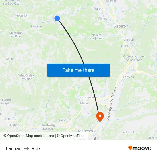 Lachau to Volx map