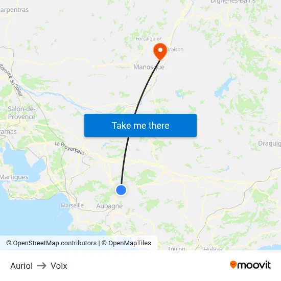 Auriol to Volx map