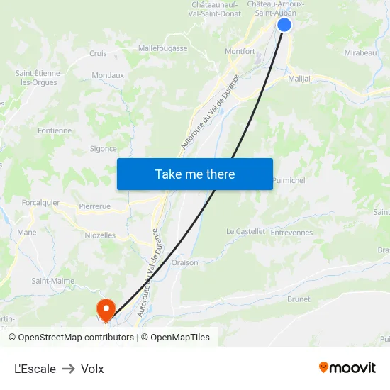 L'Escale to Volx map