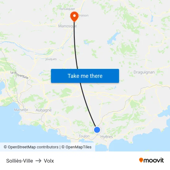 Solliès-Ville to Volx map