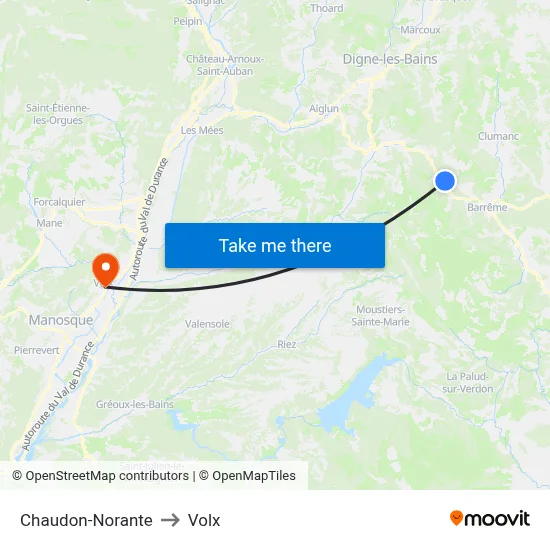Chaudon-Norante to Volx map