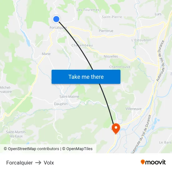 Forcalquier to Volx map