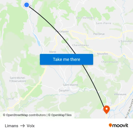 Limans to Volx map