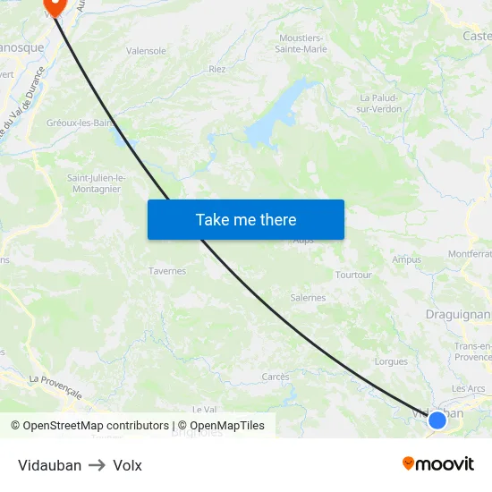 Vidauban to Volx map