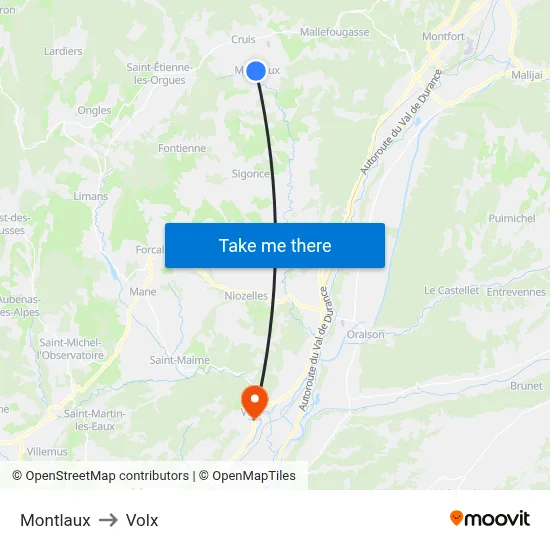 Montlaux to Volx map