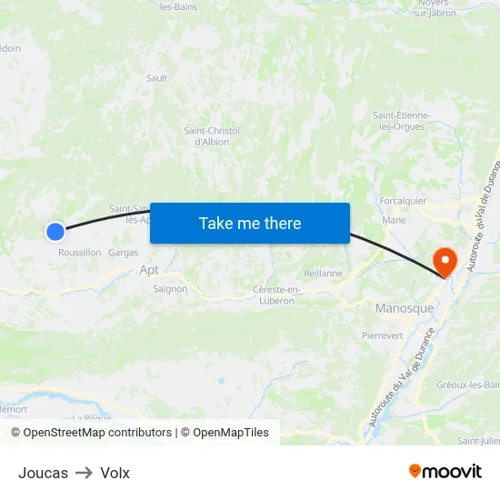 Joucas to Volx map