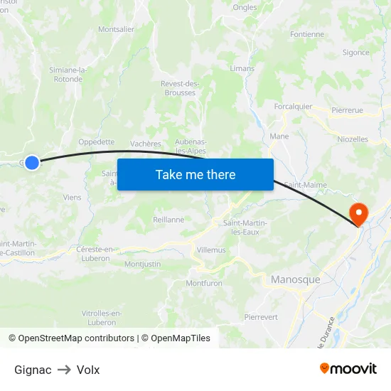 Gignac to Volx map