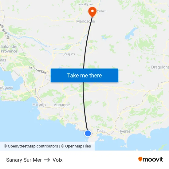 Sanary-Sur-Mer to Volx map