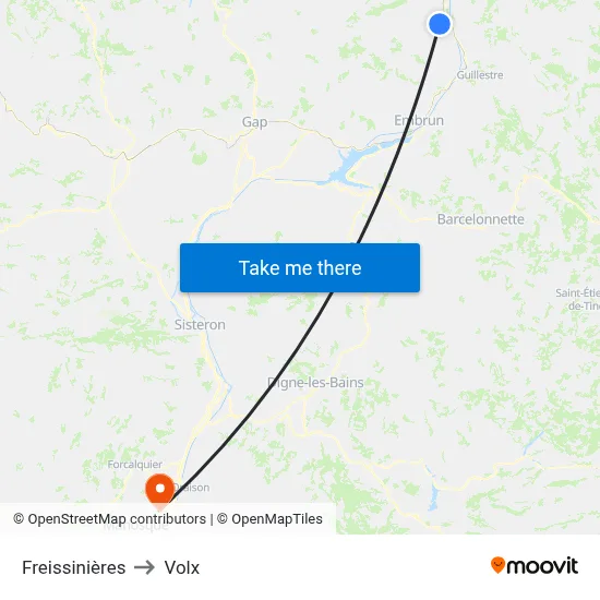 Freissinières to Volx map