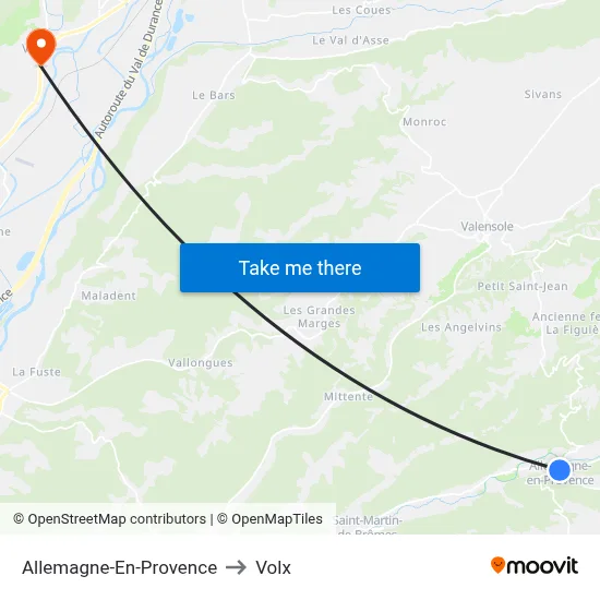 Allemagne-En-Provence to Volx map
