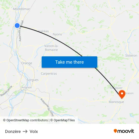 Donzère to Volx map