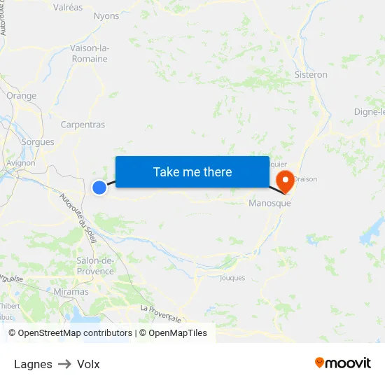 Lagnes to Volx map