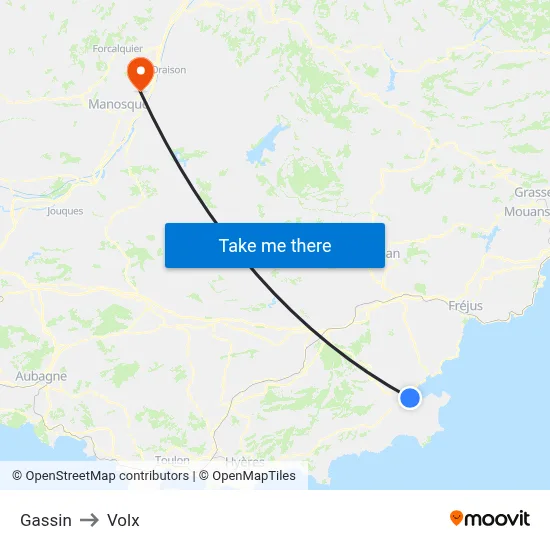 Gassin to Volx map