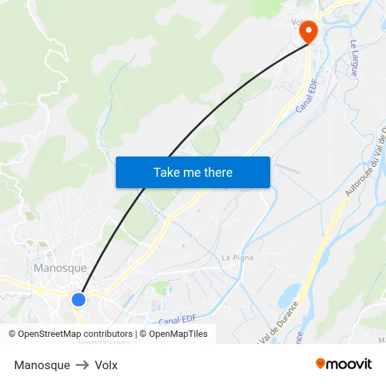 Manosque to Volx map