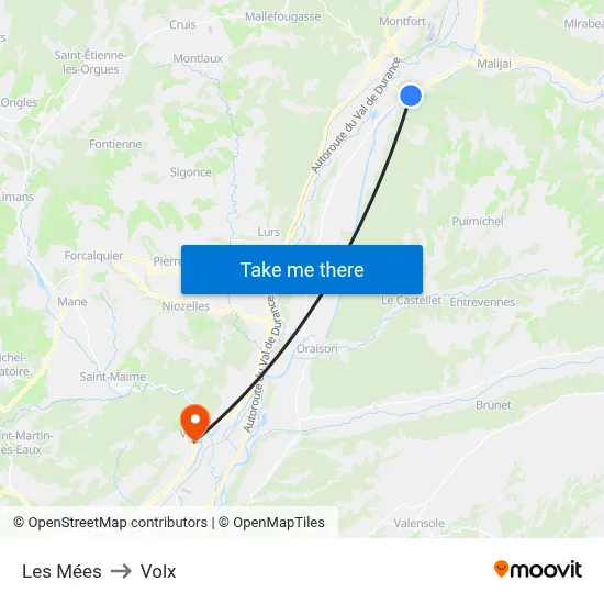Les Mées to Volx map