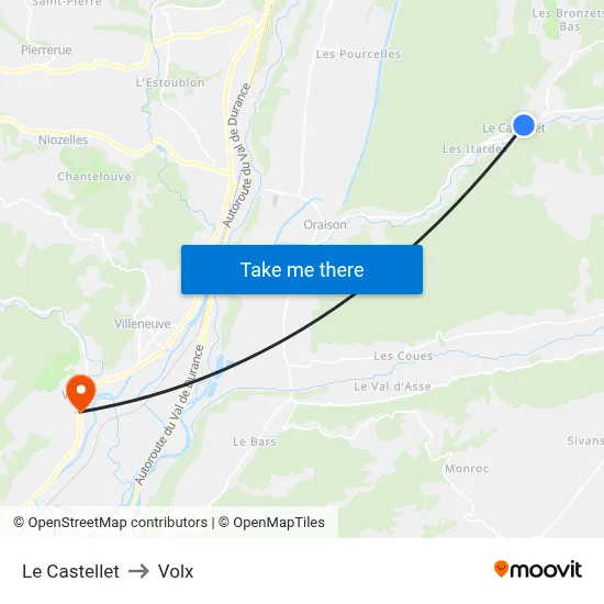 Le Castellet to Volx map
