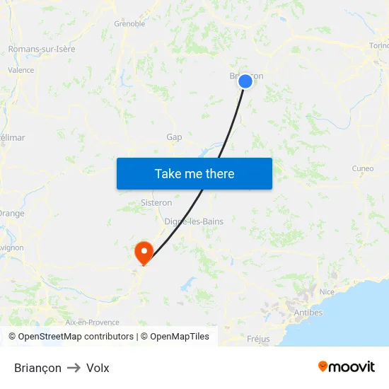 Briançon to Volx map
