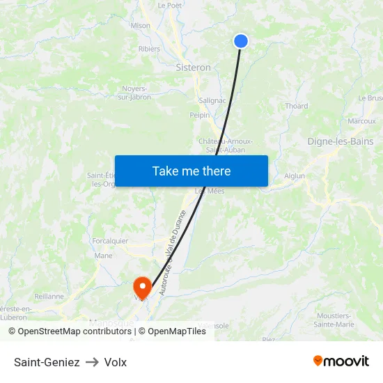 Saint-Geniez to Volx map