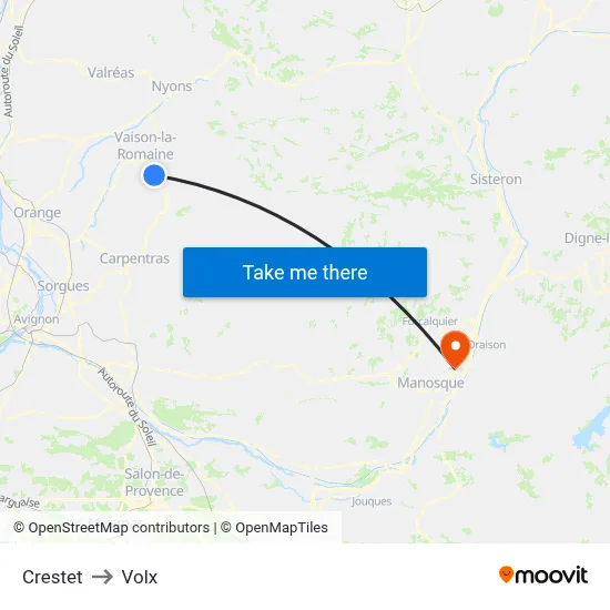 Crestet to Volx map