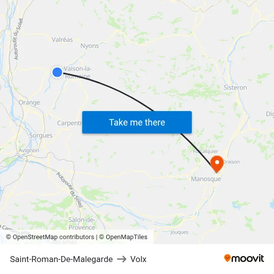 Saint-Roman-De-Malegarde to Volx map