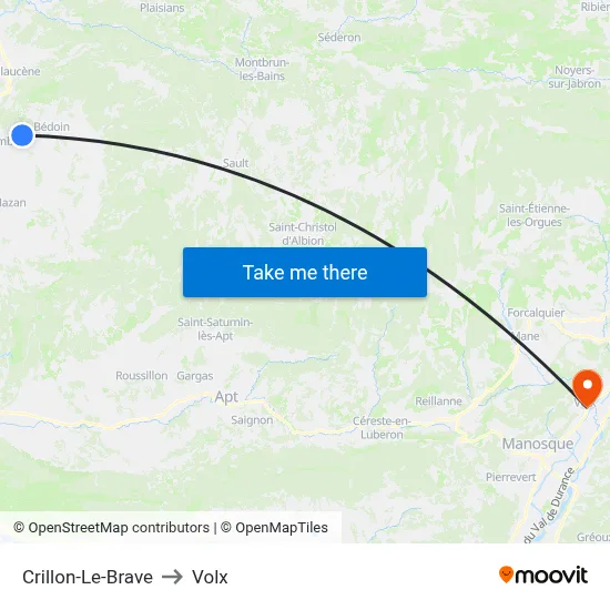 Crillon-Le-Brave to Volx map