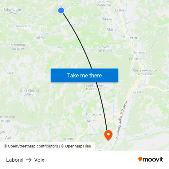Laborel to Volx map