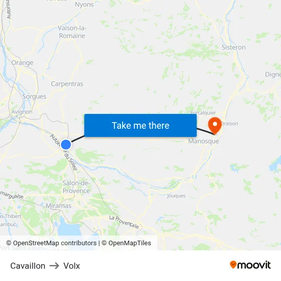 Cavaillon to Volx map
