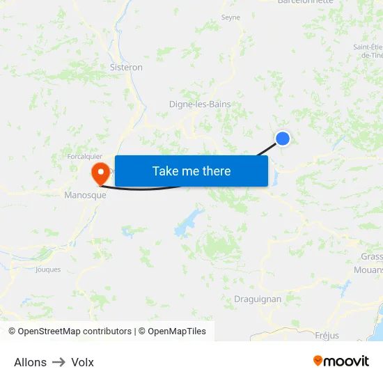 Allons to Volx map