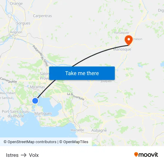 Istres to Volx map