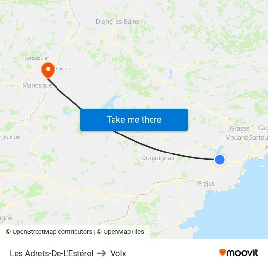 Les Adrets-De-L'Estérel to Volx map