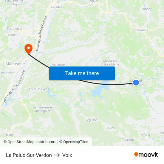 La Palud-Sur-Verdon to Volx map