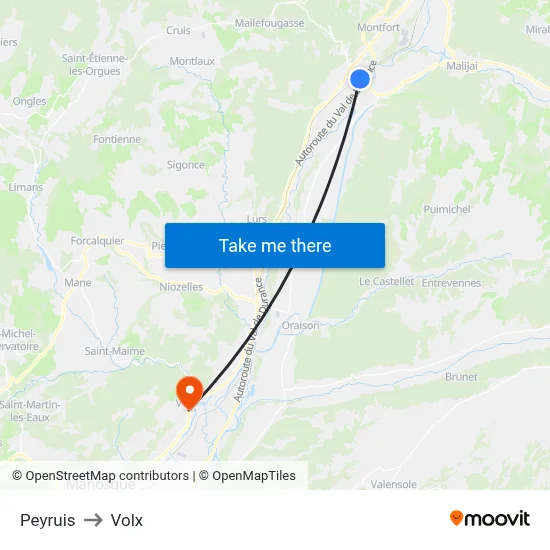 Peyruis to Volx map