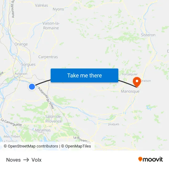 Noves to Volx map