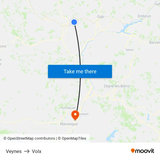Veynes to Volx map