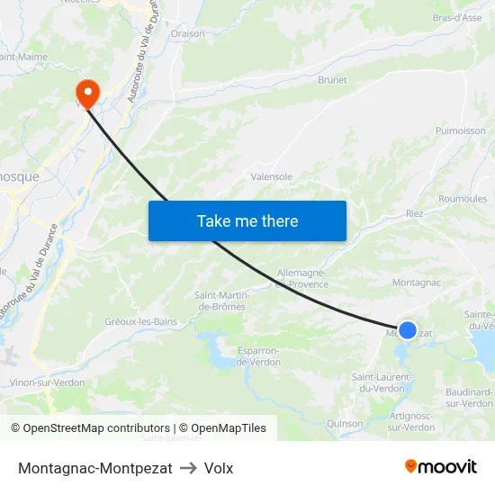 Montagnac-Montpezat to Volx map