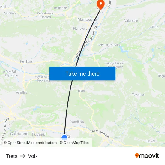 Trets to Volx map