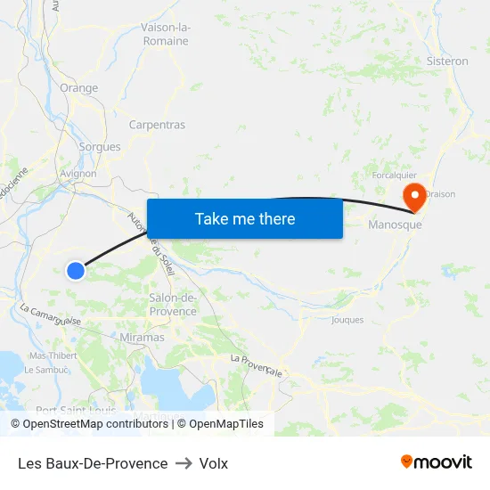 Les Baux-De-Provence to Volx map