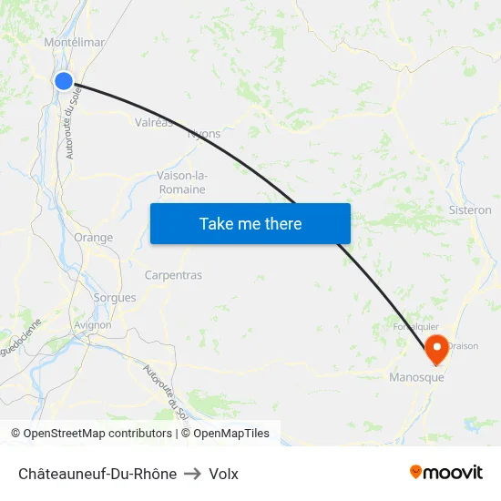 Châteauneuf-Du-Rhône to Volx map