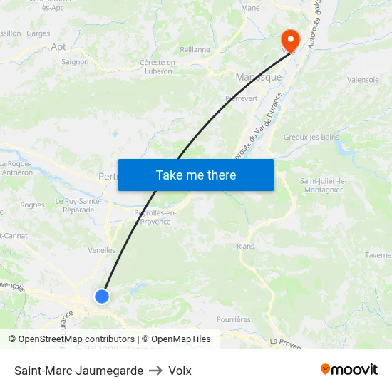 Saint-Marc-Jaumegarde to Volx map