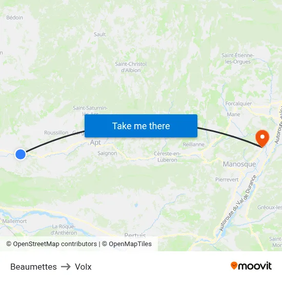 Beaumettes to Volx map