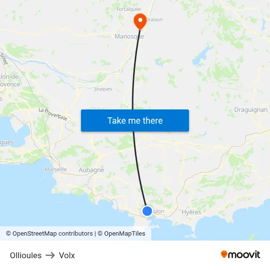 Ollioules to Volx map