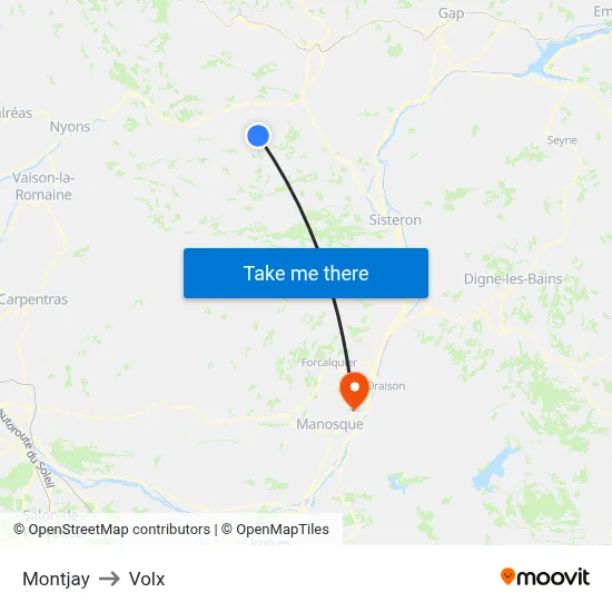 Montjay to Volx map